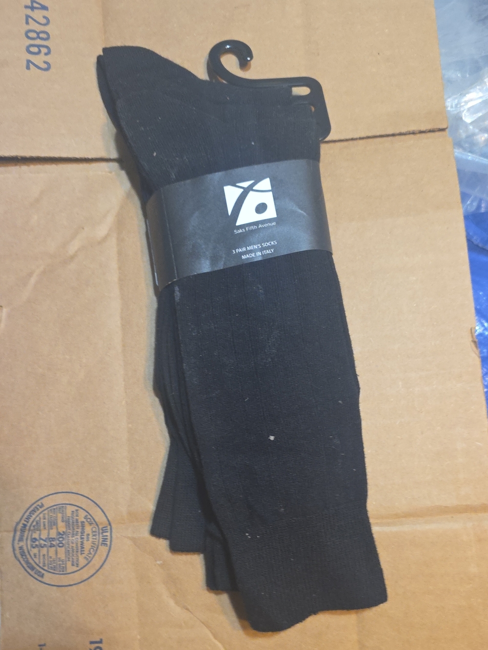 Saks Fifth Avenue Black Ribbed Dress Socks - 3 Pack